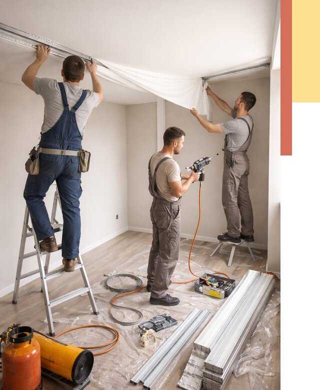 Монтаж натяжного потолка в студии в Великом Новгороде от 5627 руб. — быстро и недорого | ОТДЕЛОЧНИК-Влк