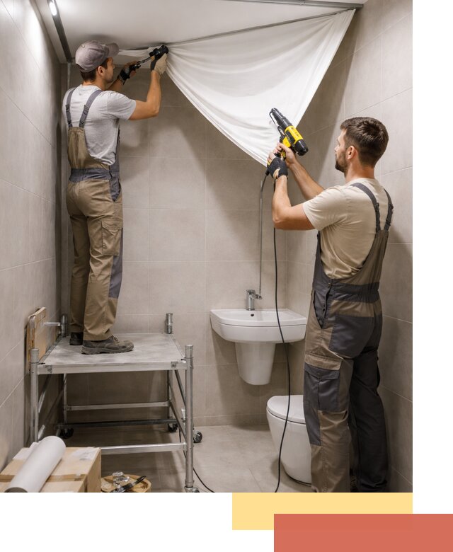 Монтаж натяжного потолка в санузле в Великом Новгороде