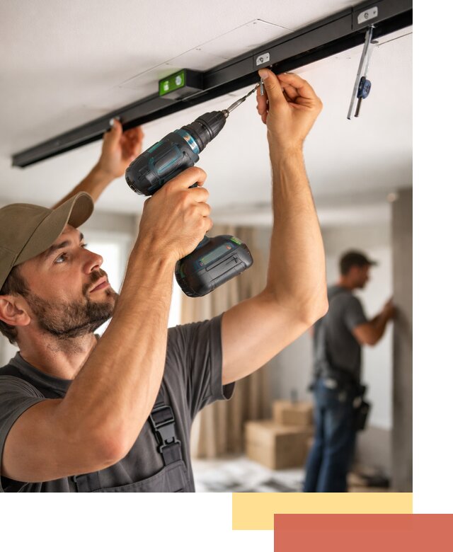 Установка трековых светильников в натяжной потолок в Великом Новгороде