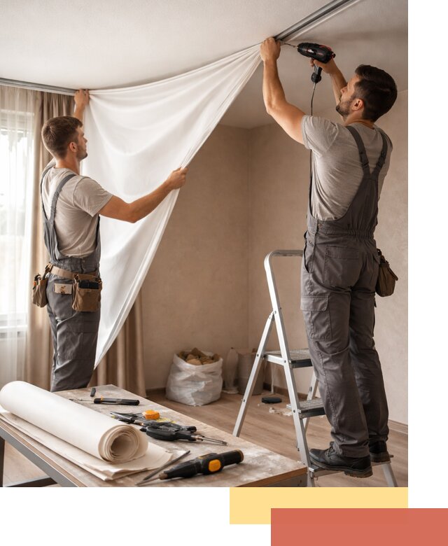 Замена полотна натяжного потолка в Великом Новгороде быстро и качественно