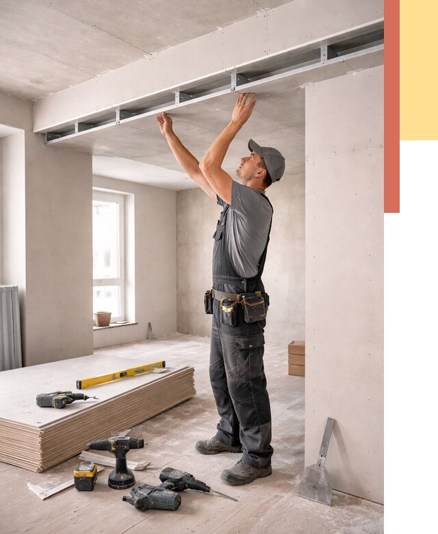 Потолок из гипсокартона с нишей в Великом Новгороде от 1279 руб. под ключ | ОТДЕЛОЧНИК-Влк