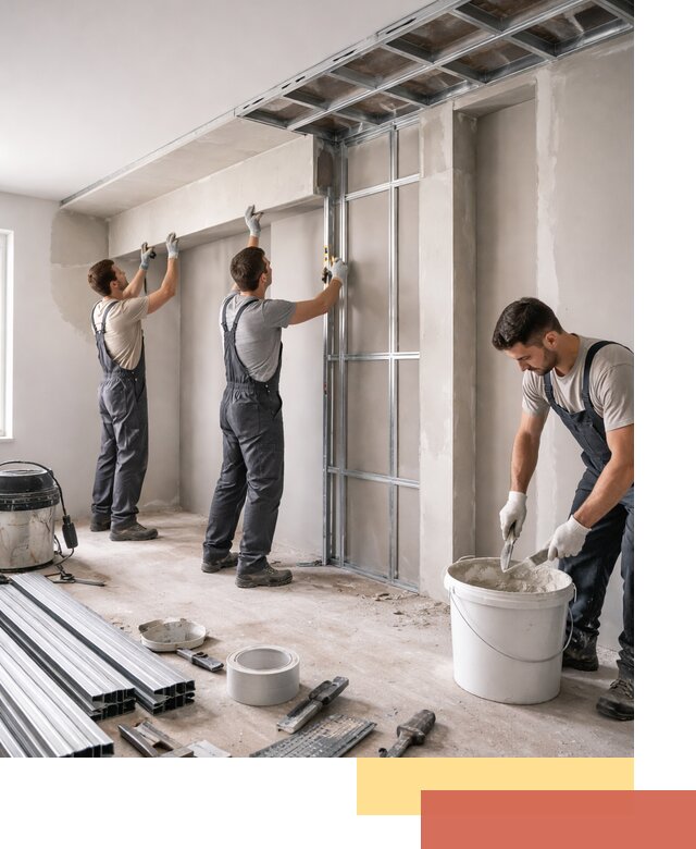 Монтаж потолка из гипсокартона с нишей в Великом Новгороде