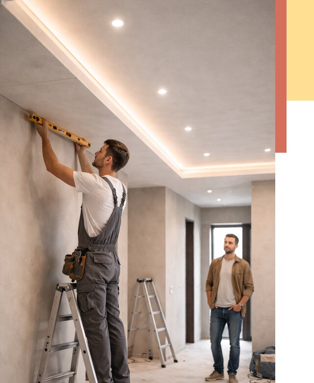 Потолок из гипсокартона с подсветкой в Великом Новгороде от 767 руб./м2 под ключ | ОТДЕЛОЧНИК-Влк