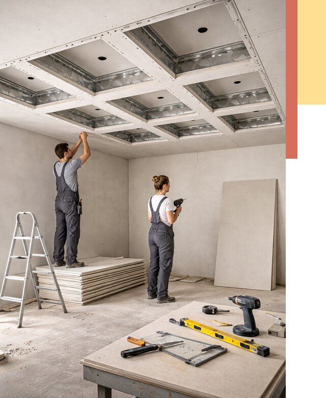 Кессонный потолок из гипсокартона в Великом Новгороде от 1893 руб. — монтаж и под ключ | ОТДЕЛОЧНИК-Влк