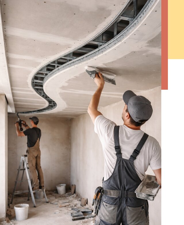 Криволинейный потолок из гипсокартона в Великом Новгороде от 2148 руб./м2 | ОТДЕЛОЧНИК-Влк