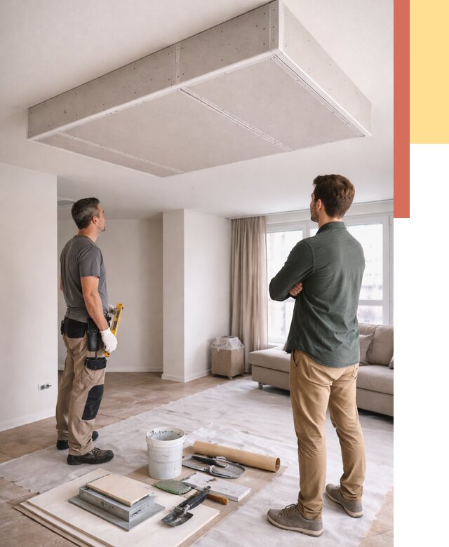 Короб на потолке из гипсокартона в Великом Новгороде от 2251 руб. — монтаж и услуги под ключ | ОТДЕЛОЧНИК-Влк