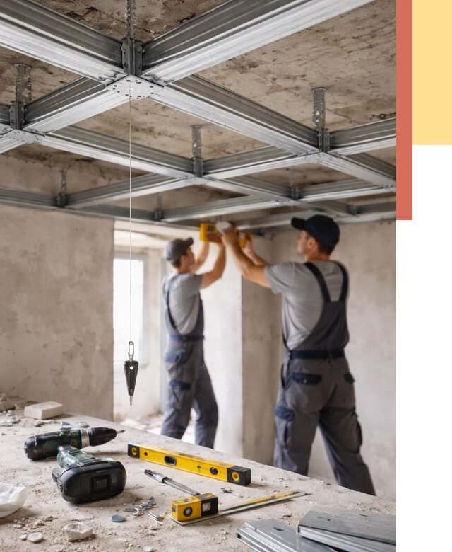 Монтаж каркаса потолка из профиля в Великом Новгороде от 4604 руб. — услуги ОТДЕЛОЧНИК-Влк