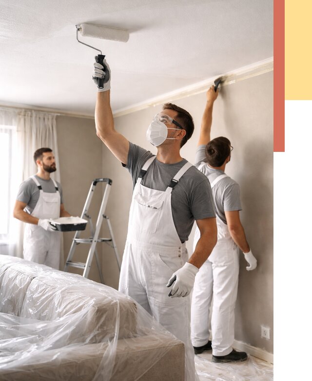 Покраска потолка водоэмельсионной краской в Великом Новгороде от 2251 руб/м² — услуги под ключ | ОТДЕЛОЧНИК-Влк