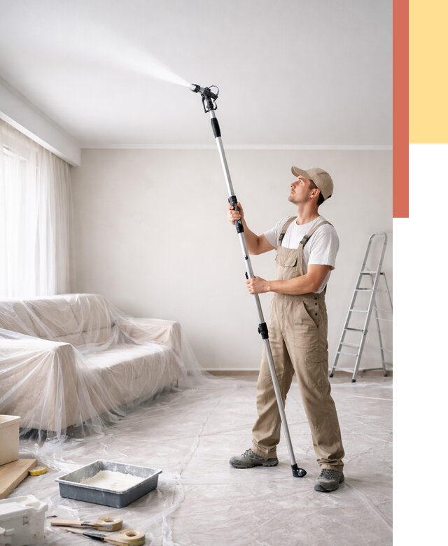 Покраска потолка краскопультом в Великом Новгороде от 4604 руб. быстро и недорого | ОТДЕЛОЧНИК-Влк